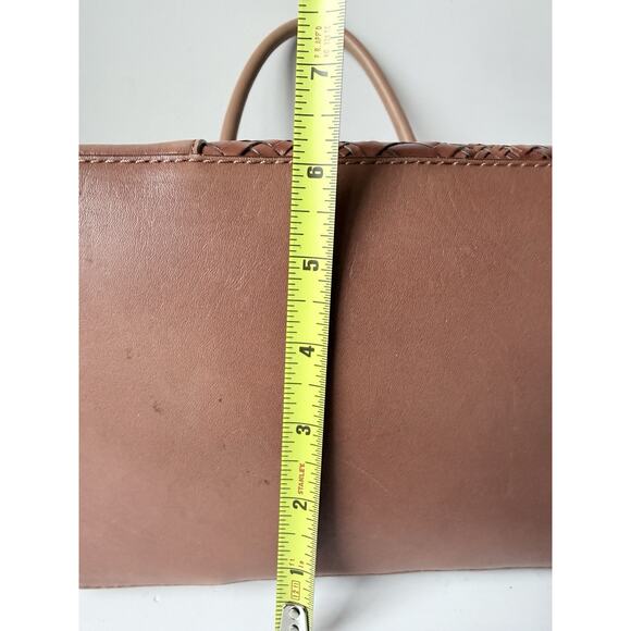 Cole Haan Genevieve Leather Woven Tote In Brown Leather Handbag 16x9.5x6 In - Picture 8 of 10